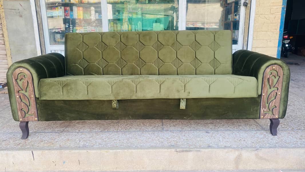 Luxury Sofa Cumbed |Three Seater sofa set|sofa bed |Wooden Sofa Cumbed 14