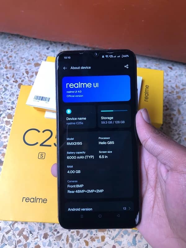 Realme c25s (4/128) 10/9 condition see in pic’s with complete box 6