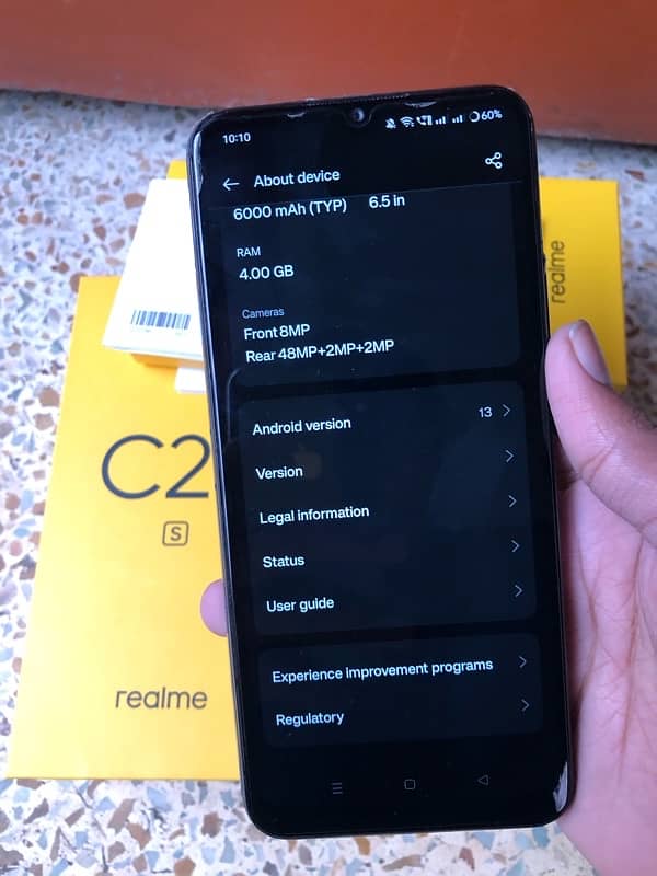 Realme c25s (4/128) 10/9 condition see in pic’s with complete box 7