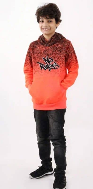 Stylish Embroidered Fleece Hoodie for Boys Age 8 to 15 0