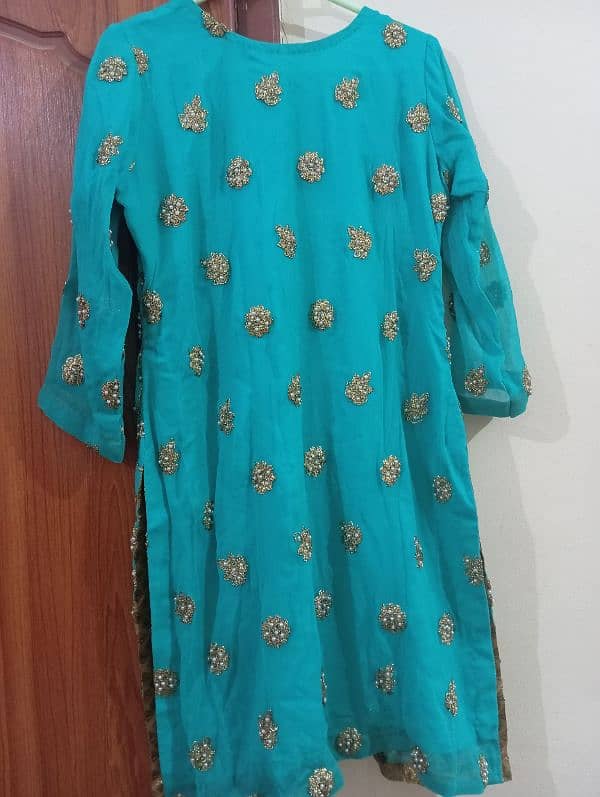 Chiffon 3 piece suit with heavy work & in very good condition for sale 1