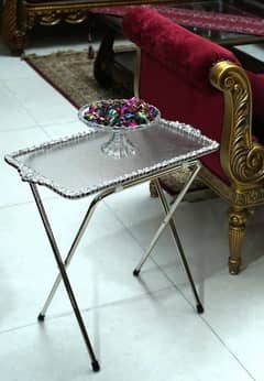 Serving Metal Tray Table with Acrylic Top