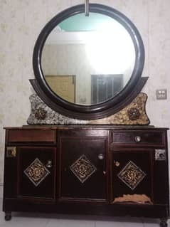 Dressing table with mirror and side table