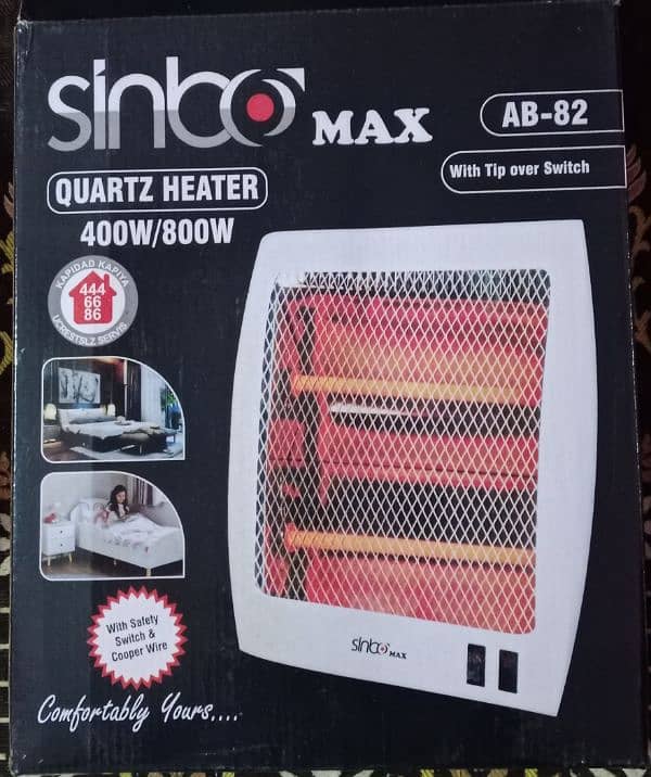 Sinbo Quartz Heater 400 + 400 - 800w with Tip Over Switch 0