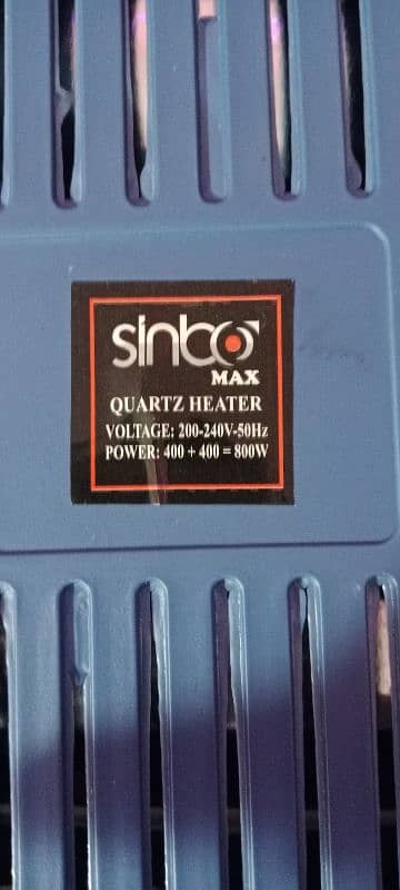 Sinbo Quartz Heater 400 + 400 - 800w with Tip Over Switch 11