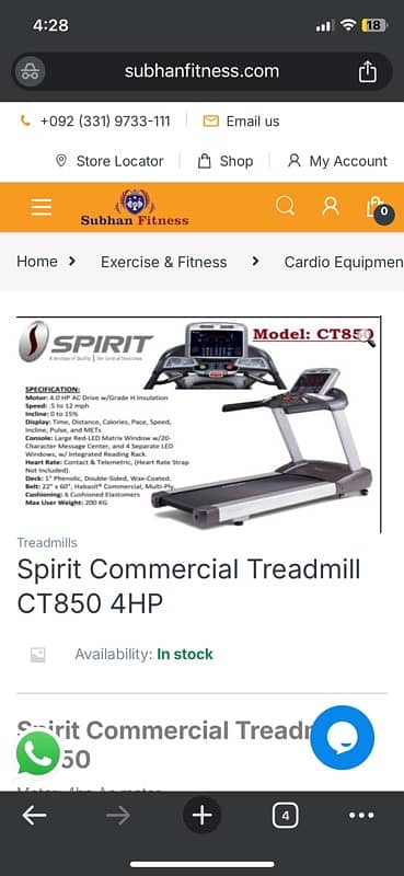 spirit fitness ct850 usa commercial treadmil 6