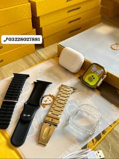 Dunspin Golden & simple starps smart watch airpods and 3 straps