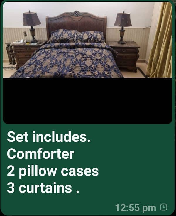 3 curtains , comforter , 2 pillow cases 0