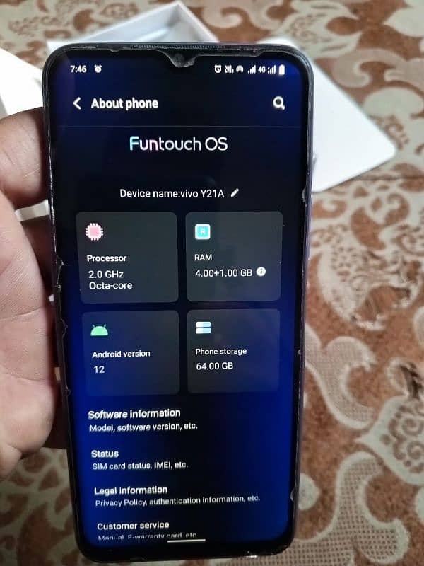 vivo y21 A original set complete saman 7