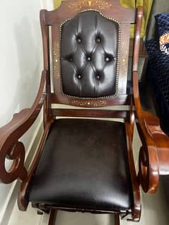 Gently Pre-Owned Wooden Rocking Chair with Leg Rest