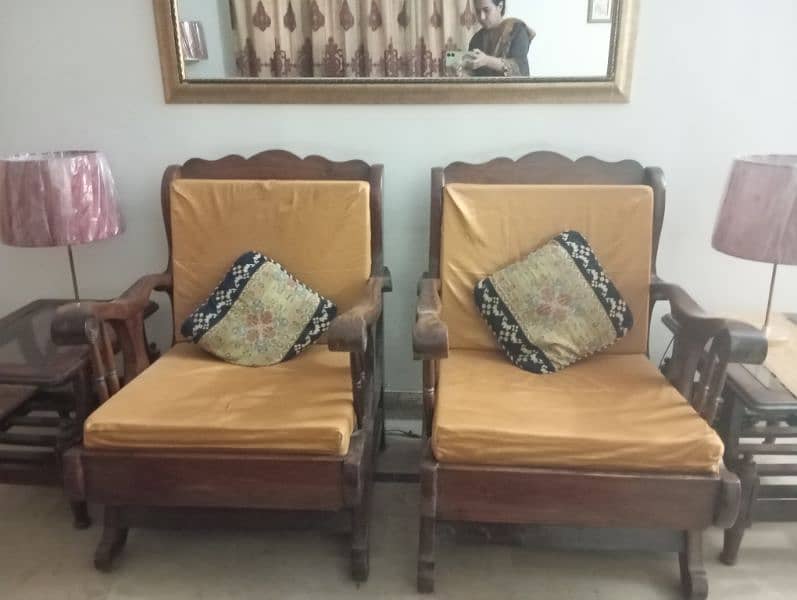 5 seater wooden sofa set 1