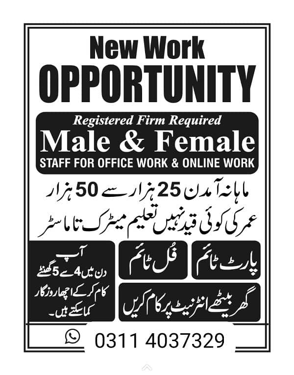 Need male, female and student staff required 0