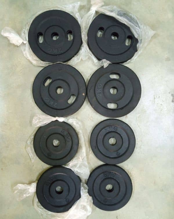 Exercise ( Rubber coated weight plates rod set 2