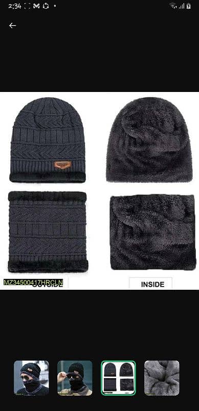 beanie wool cap with neck warmer 2