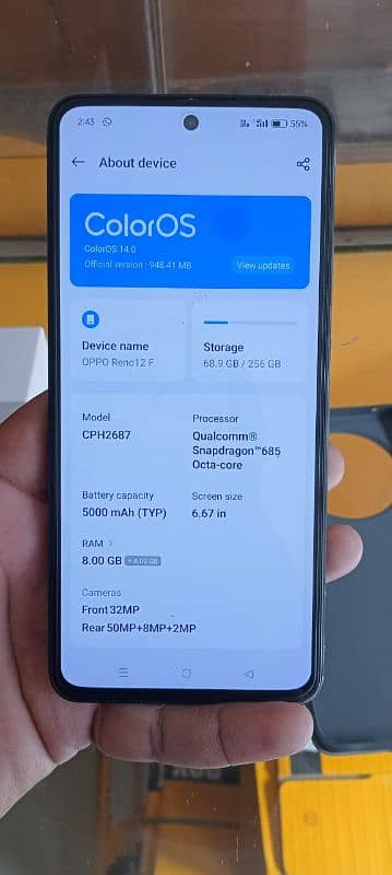 OPPO RENO F12 8 GB RAM 256 ROM CONDITION 10/10 1