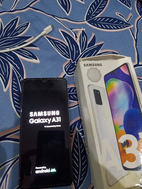 Samsung Galaxy Dual sim A31 with original box 4gm ram Rom 128GB etc 0