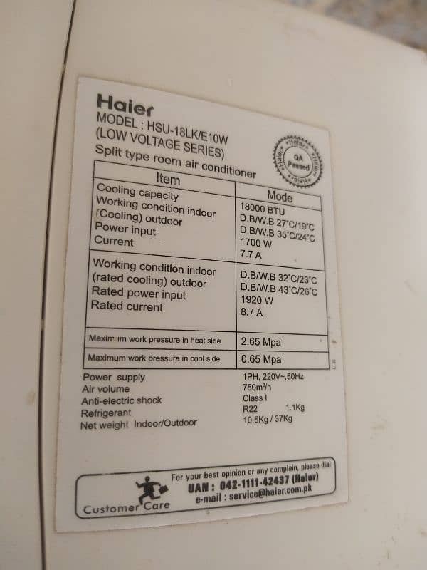 Haier Ac 1.5Ton 1