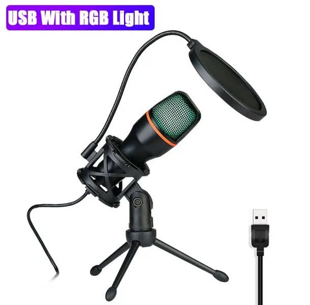 RGB Condenser Wired Microphone for PC Laptop Gaming 3