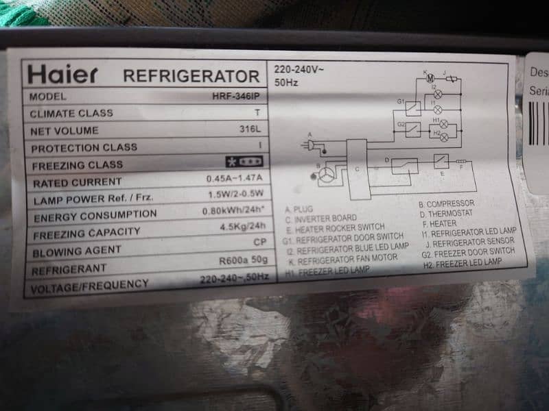 HAIER REFRIGRATOR (MODEL#HRF-346) IPGA 4