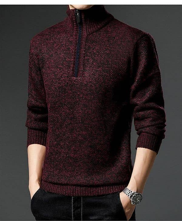 Mens fleece knitted Half Zip sweater 0