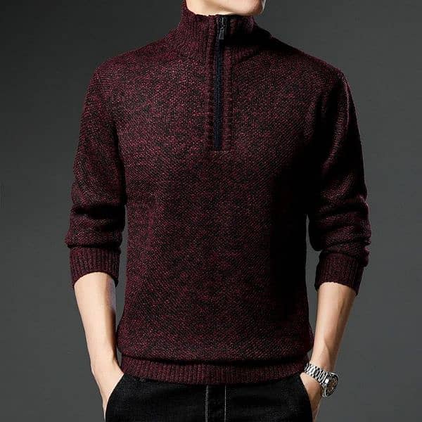 Mens fleece knitted Half Zip sweater 4