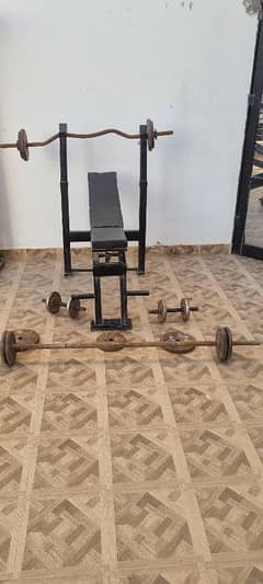 Bench press with rods hand weight