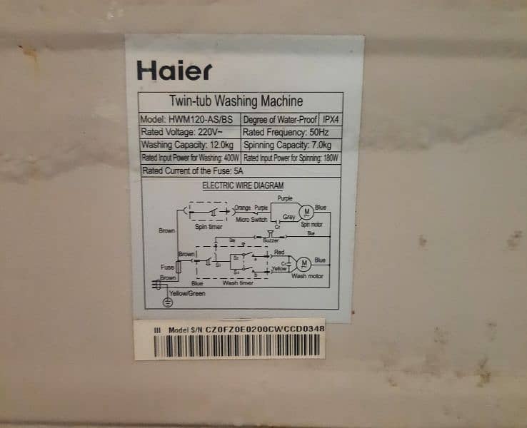 Haier Jumbo Size Semi Automatic Washing Machine With Dryer 12 Litters 6