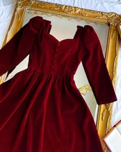 red velvet long frock