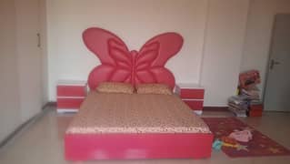 Queen size Kids bed with mattress and two side tables