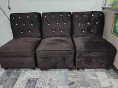 new 10/10 4 single seater sofas velvet brown colored