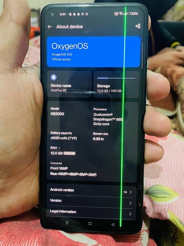 oneplus 8t single line in screen and back damage 0