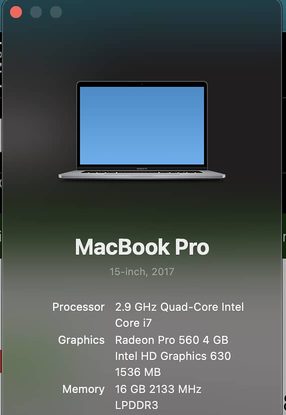 MacBook Pro 2017 Touchbar 16gb ram 15 inch 4gb gaming card 3