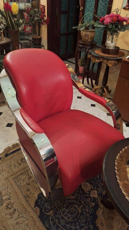 Original Red Leather Steel Sofa Chairs 1