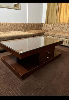 center Table plywood lasani with glass top