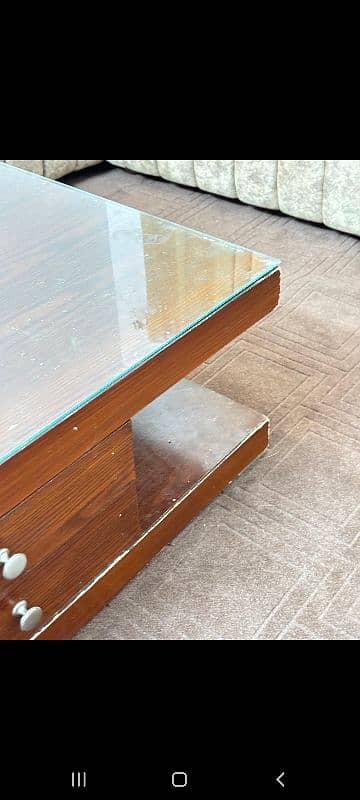 center Table plywood lasani with glass top 2