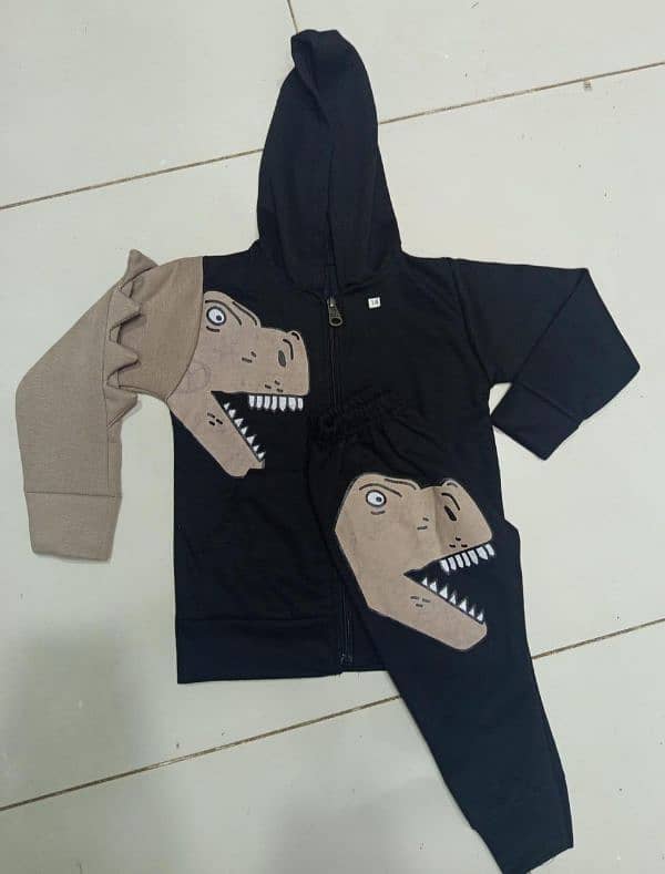 2 Pcs Boy's Stylish Printed Fleece Zipper Tracksuit 1