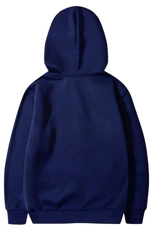 Men's Cotton Plain Round Neck Hoodie - 1 Pc in Blue 1