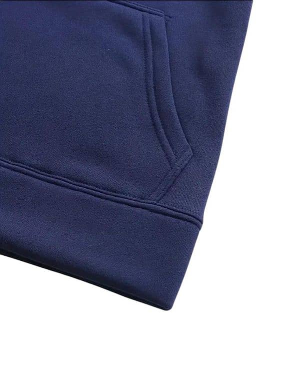 Men's Cotton Plain Round Neck Hoodie - 1 Pc in Blue 3