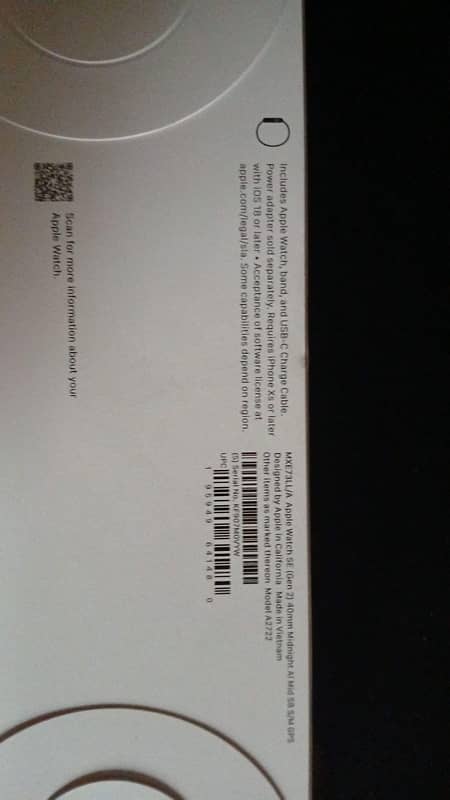 Apple Watch SE (gen2 ) 2024 40mm midnight box pack 1