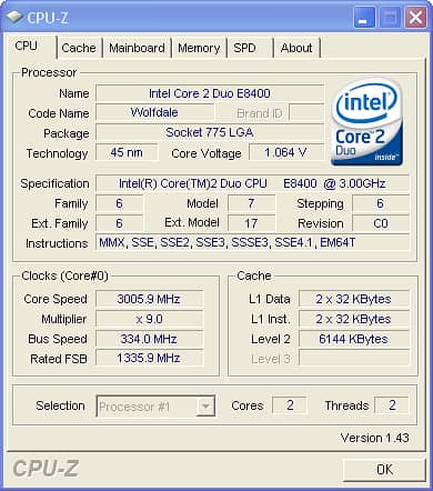 intel core 2 dul E8400 2