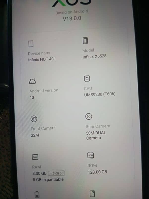 Infinix Hot 40i  8+8gb + 128gb +92343 22 50 391 3