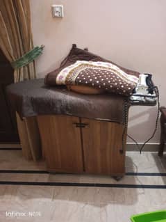 Wood Couch & Iron Stand