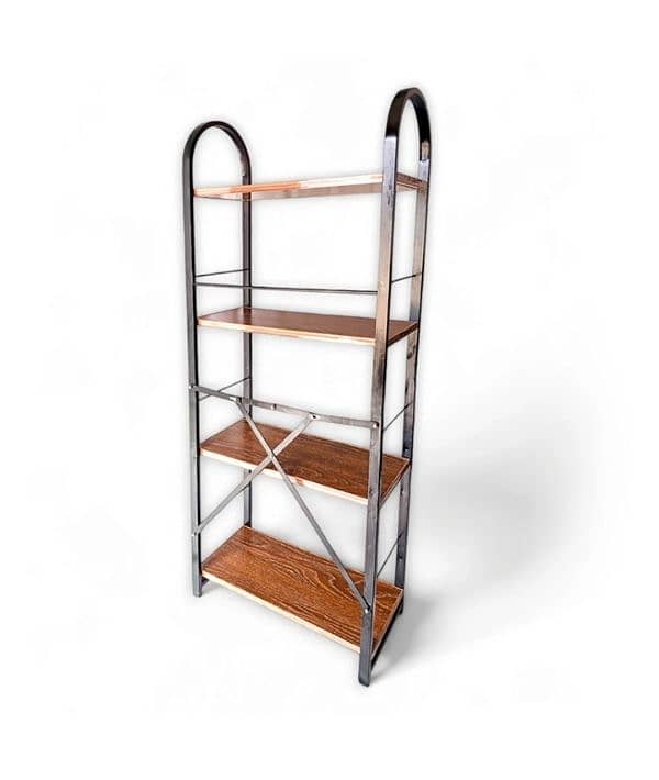 Brown 4 Tiers Foldable Bookshelf with screwless assembly, Bookcase, 3