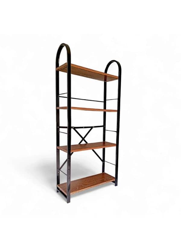 Brown 4 Tiers Foldable Bookshelf with screwless assembly, Bookcase, 4