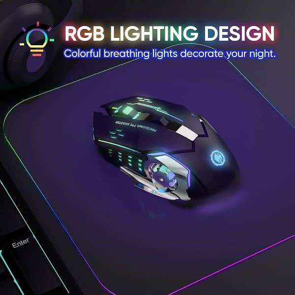 "RGB Wireless Gaming Mouse | Silent Click | Rechargeable Dual Mode" 1