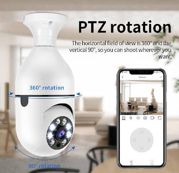 Wifi Bulb Camera 1080p, Full HD PTZ 360 1