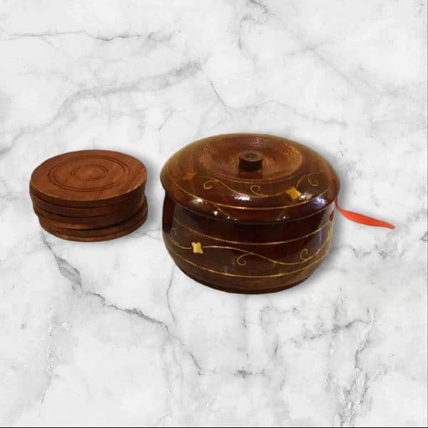 Brass Coaster Set Wooden Tea Mates 1