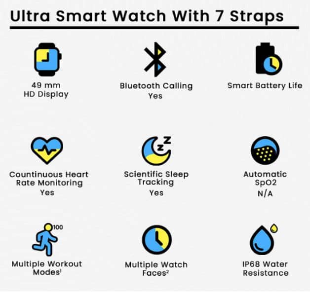 Ultra smart watch with 7 straps 3