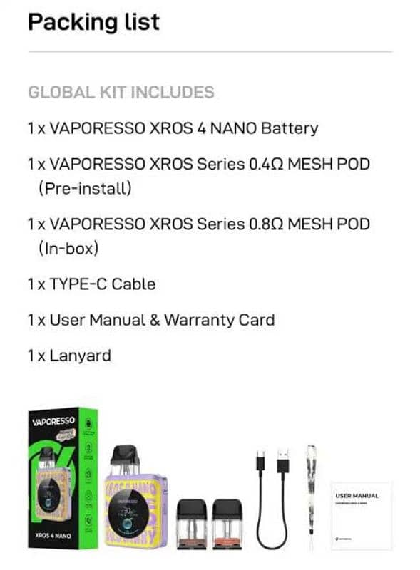 Vaporesso XROS nano 4 just 2 months used Black colour 2