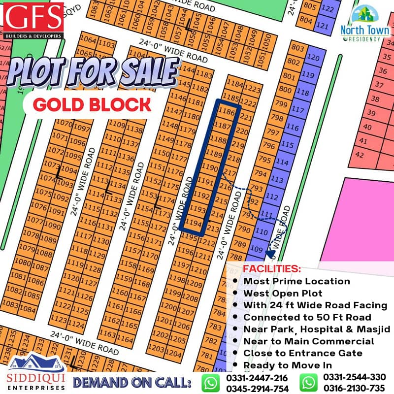 PLOT SALE IN NORTH TOWN RESIDENCY GOLD BLOCK PHASE 1 2